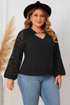 Plus Size Cutout Front Lace Sleeve Blouse Blouses - Tophatter Daily Deals