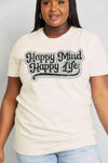 Simply Love Full Size HAPPY MIND HAPPY LIFE Graphic Cotton Tee Women's T-Shirts - Tophatter Daily Deals