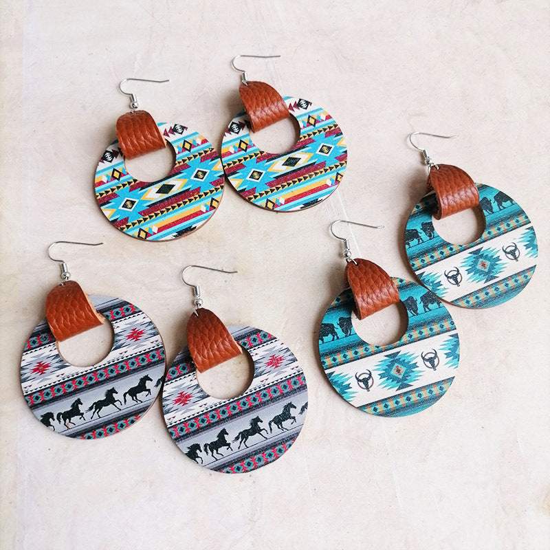 Round Shape Wooden Dangle Earrings Earrings - Tophatter Daily Deals