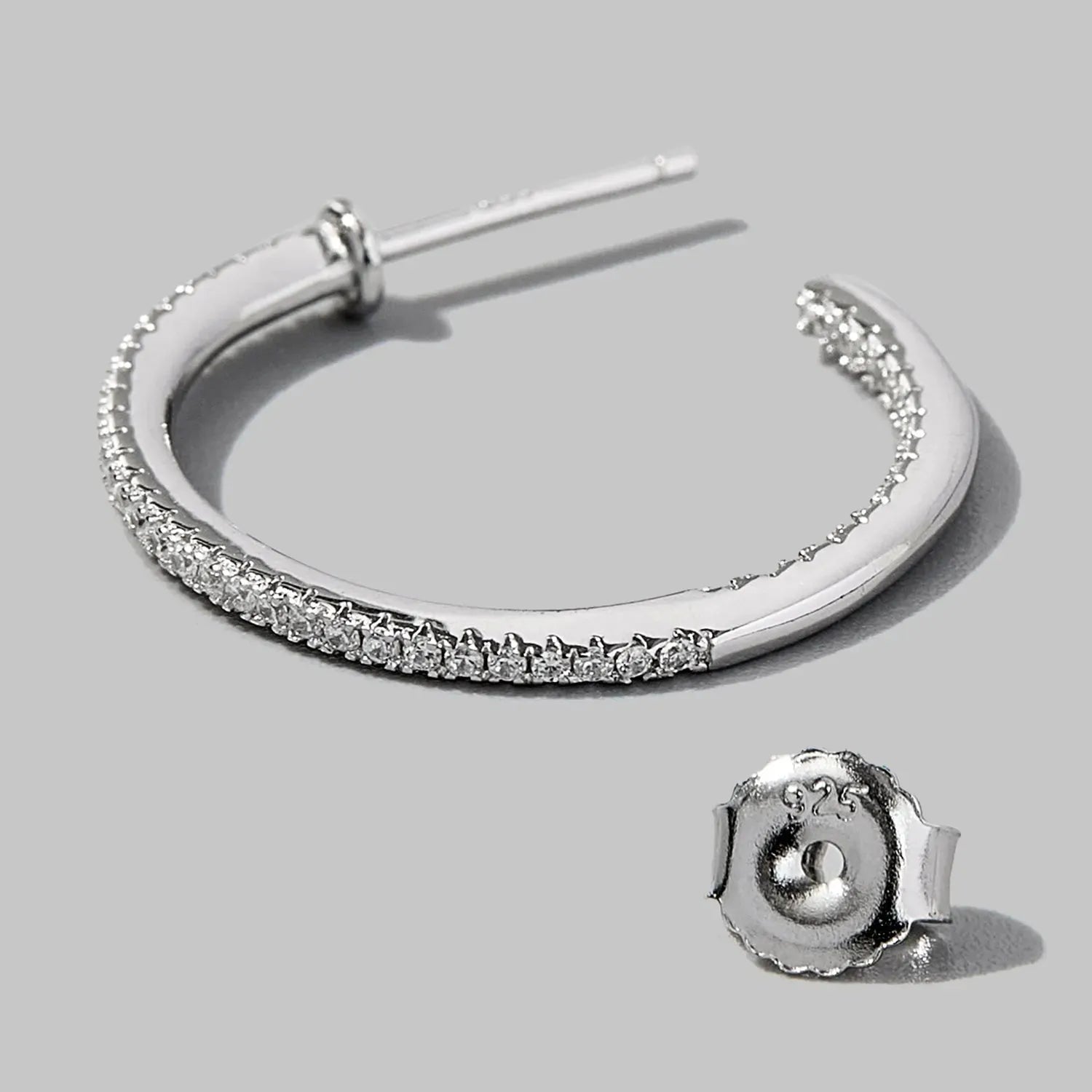 Zircon 925 Sterling Silver C-Hoop Earrings Earrings - Tophatter Daily Deals