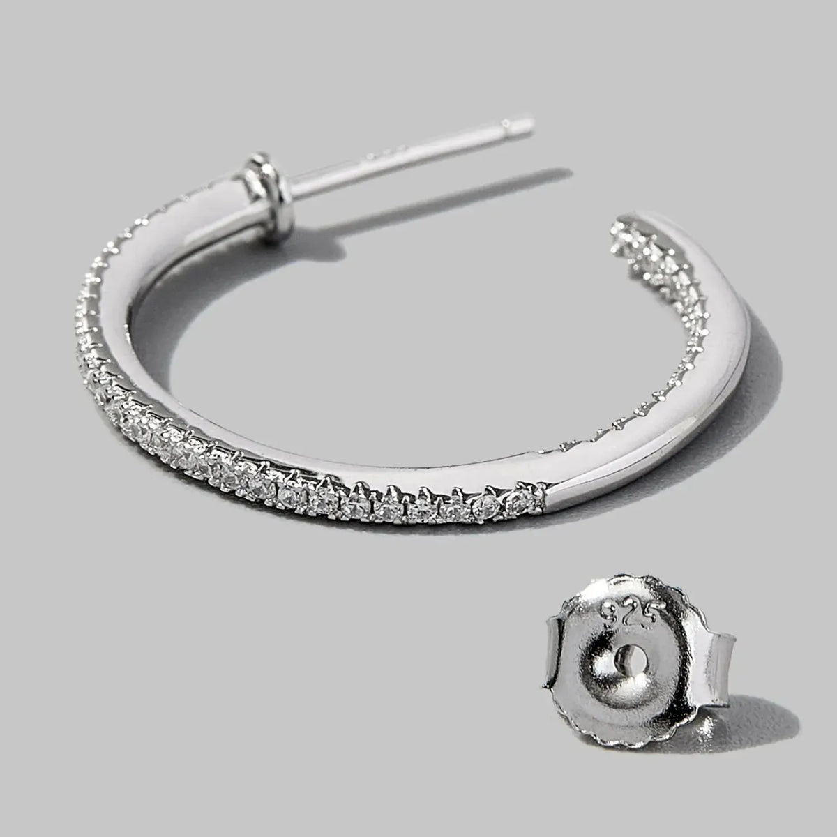 Zircon 925 Sterling Silver C-Hoop Earrings Earrings - Tophatter Daily Deals