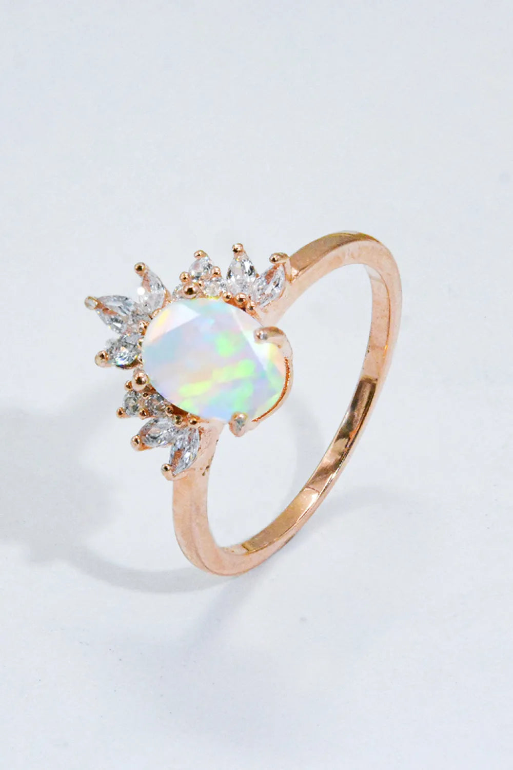 Best Of Me 925 Sterling Silver Opal Ring Rose Gold Opal - Tophatter Daily Deals