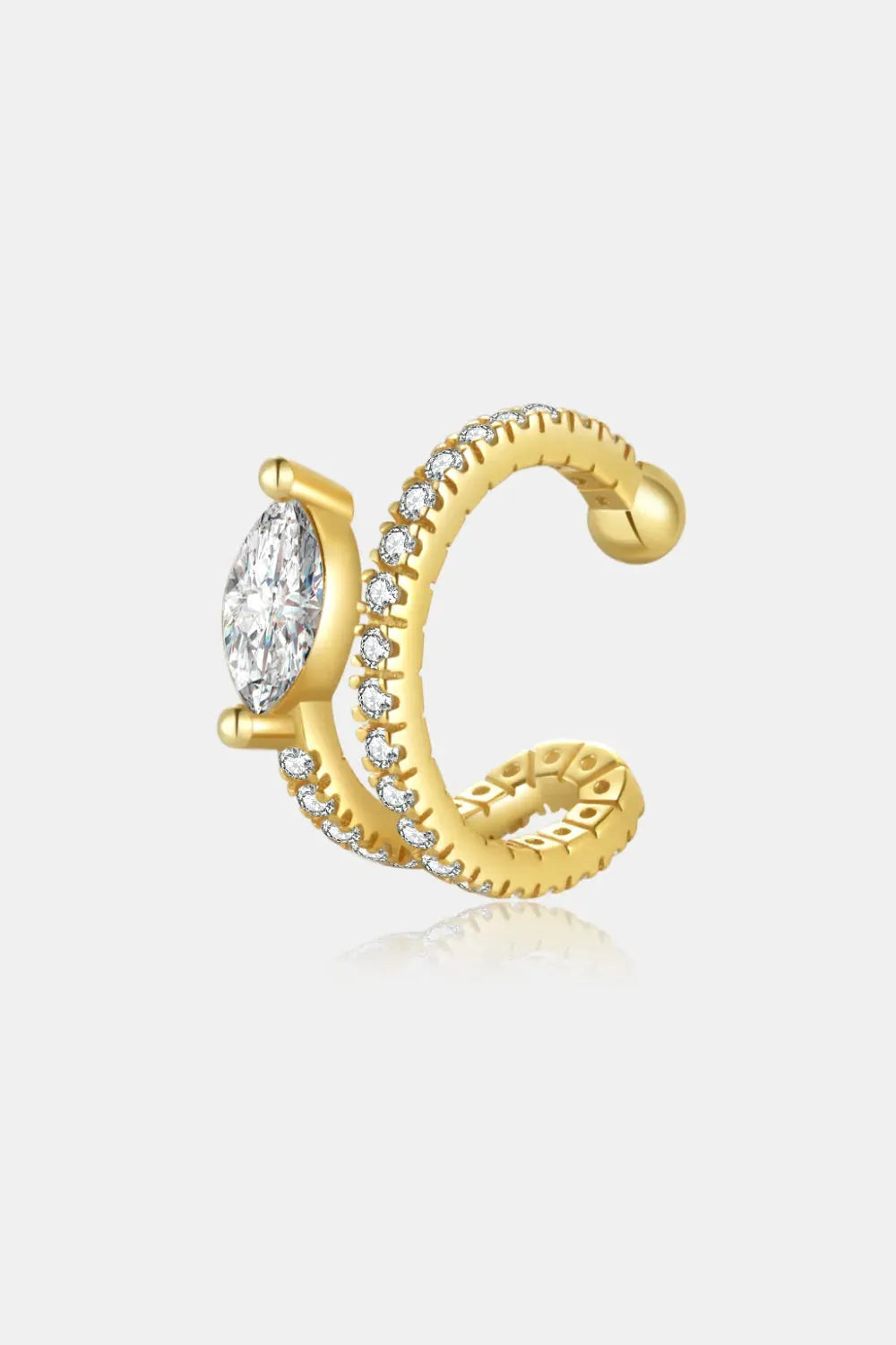 Inlaid Zircon Single Cuff Earring Gold One Size Earrings - Tophatter Daily Deals