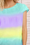 Tie Dye Round Neck Short Sleeve Tee Women's T-Shirts - Tophatter Daily Deals