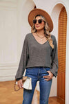 V-Neck Long Sleeve Top Blouses - Tophatter Daily Deals