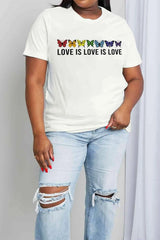 Simply Love Full Size LOVE IS LOVE IS LOVE Graphic Cotton Tee Women's T-Shirts - Tophatter Daily Deals
