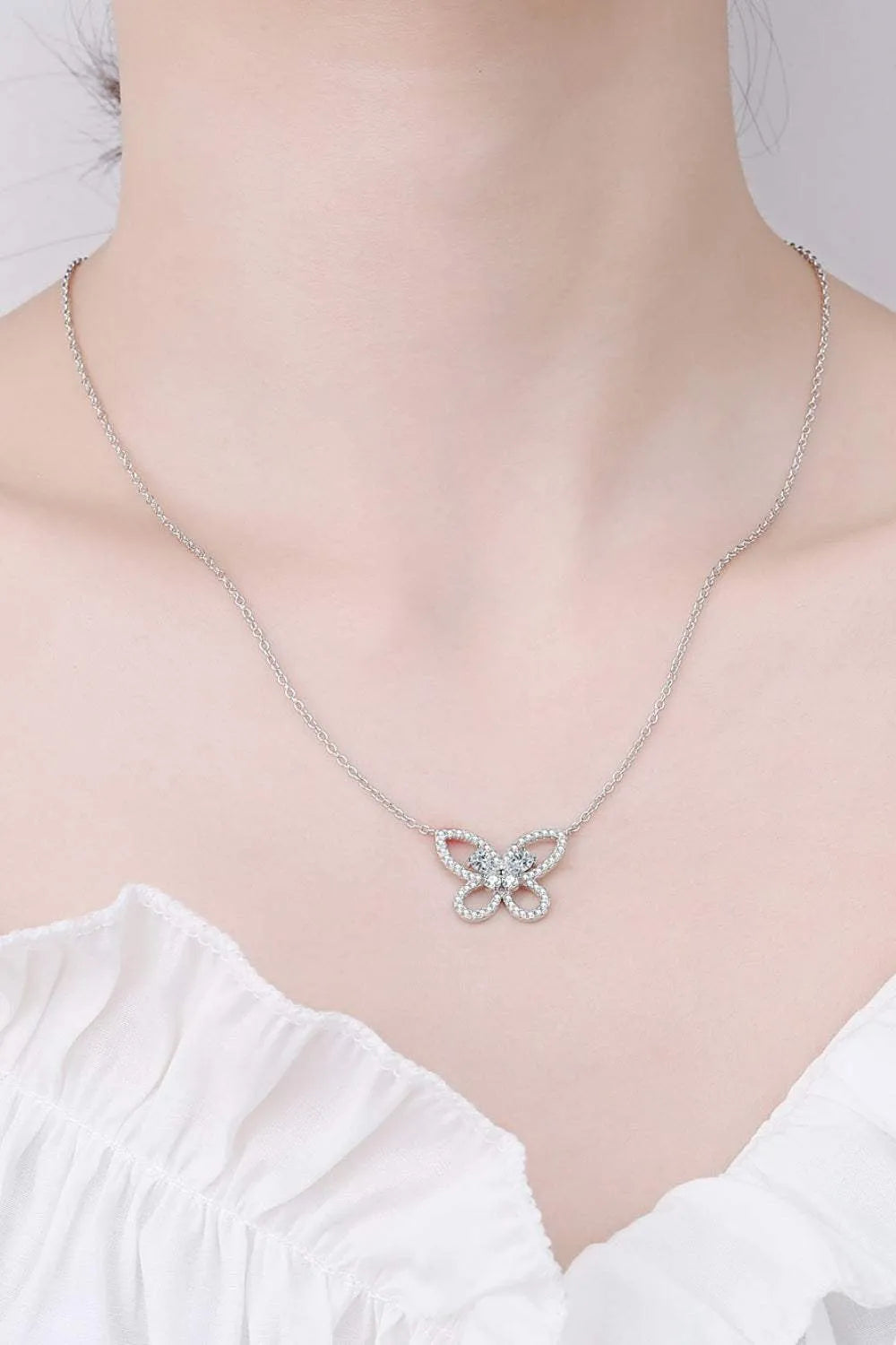 Moissanite Butterfly Pendant Necklace Moissanite - Tophatter Daily Deals