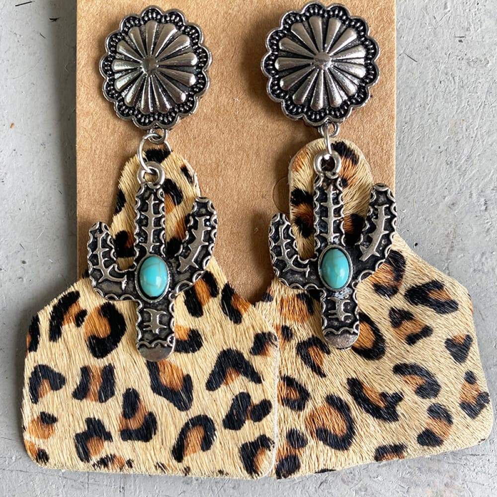 Turquoise Decor Cactus Alloy Earrings Style C One Size Earrings - Tophatter Daily Deals