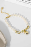 14K Gold Plated Heart Charm Pearl Bracelet Bracelets - Tophatter Daily Deals