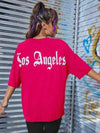 LOS ANGELES Round Neck Dropped Shoulder T-Shirt Women's T-Shirts - Tophatter Daily Deals