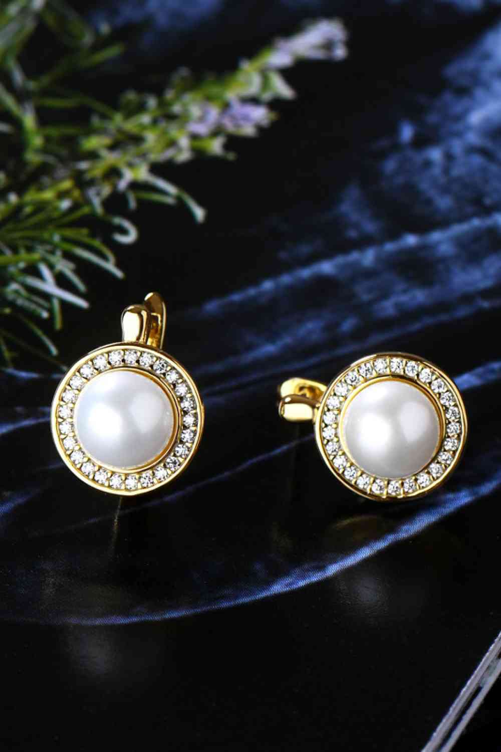 Moissanite Pearl 925 Sterling Silver Earrings Moissanite - Tophatter Daily Deals