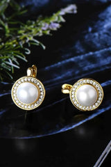 Moissanite Pearl 925 Sterling Silver Earrings Moissanite - Tophatter Daily Deals
