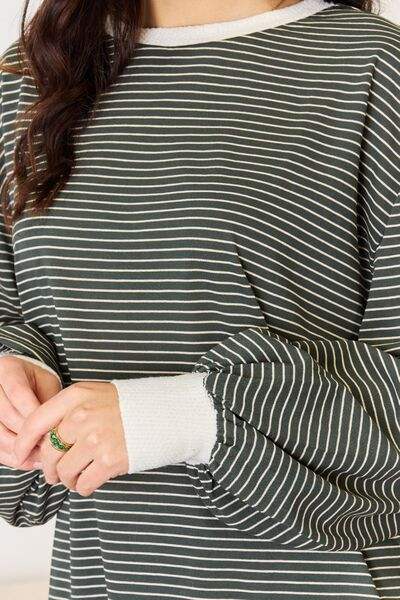 And The Why Oversized Striped Contrast T-Shirt Blouses - Tophatter Daily Deals