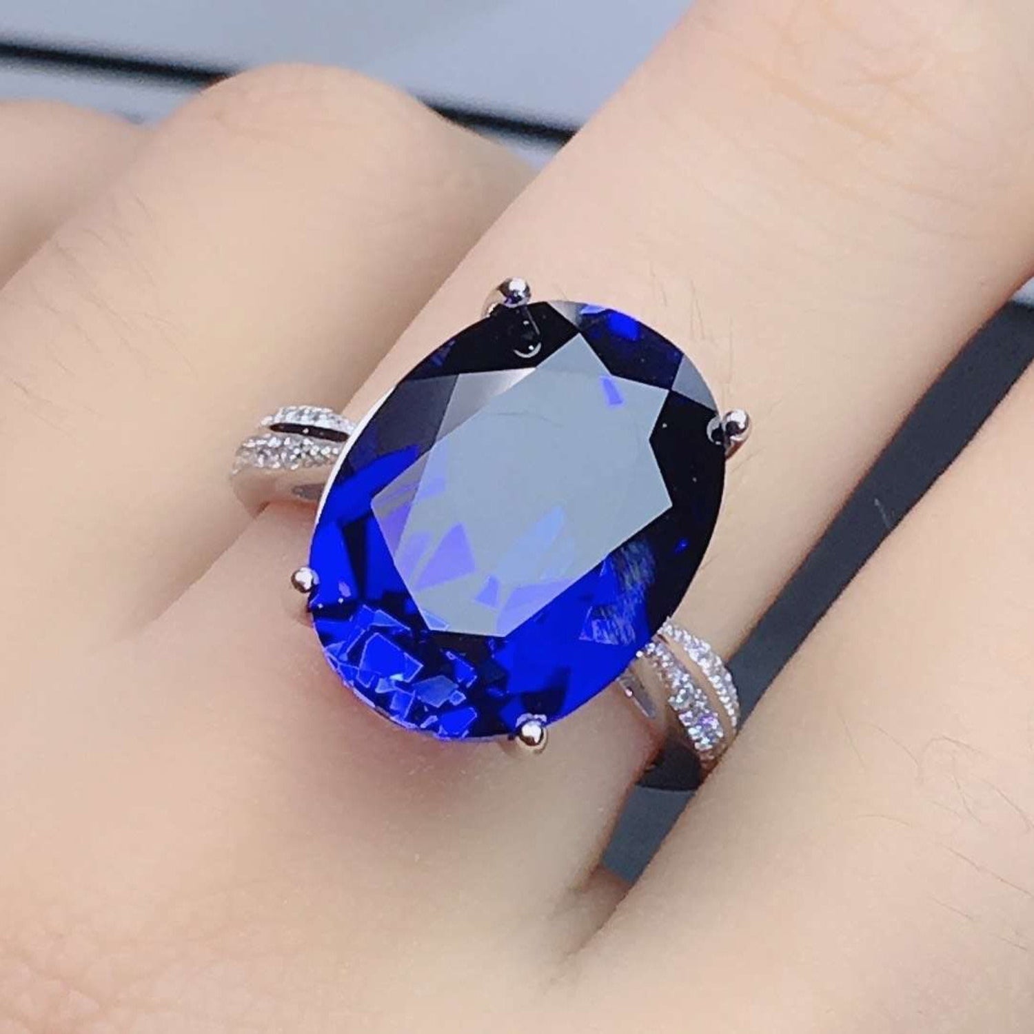 Platinum-Plated Artificial Gemstone Ring - Tophatter Deals