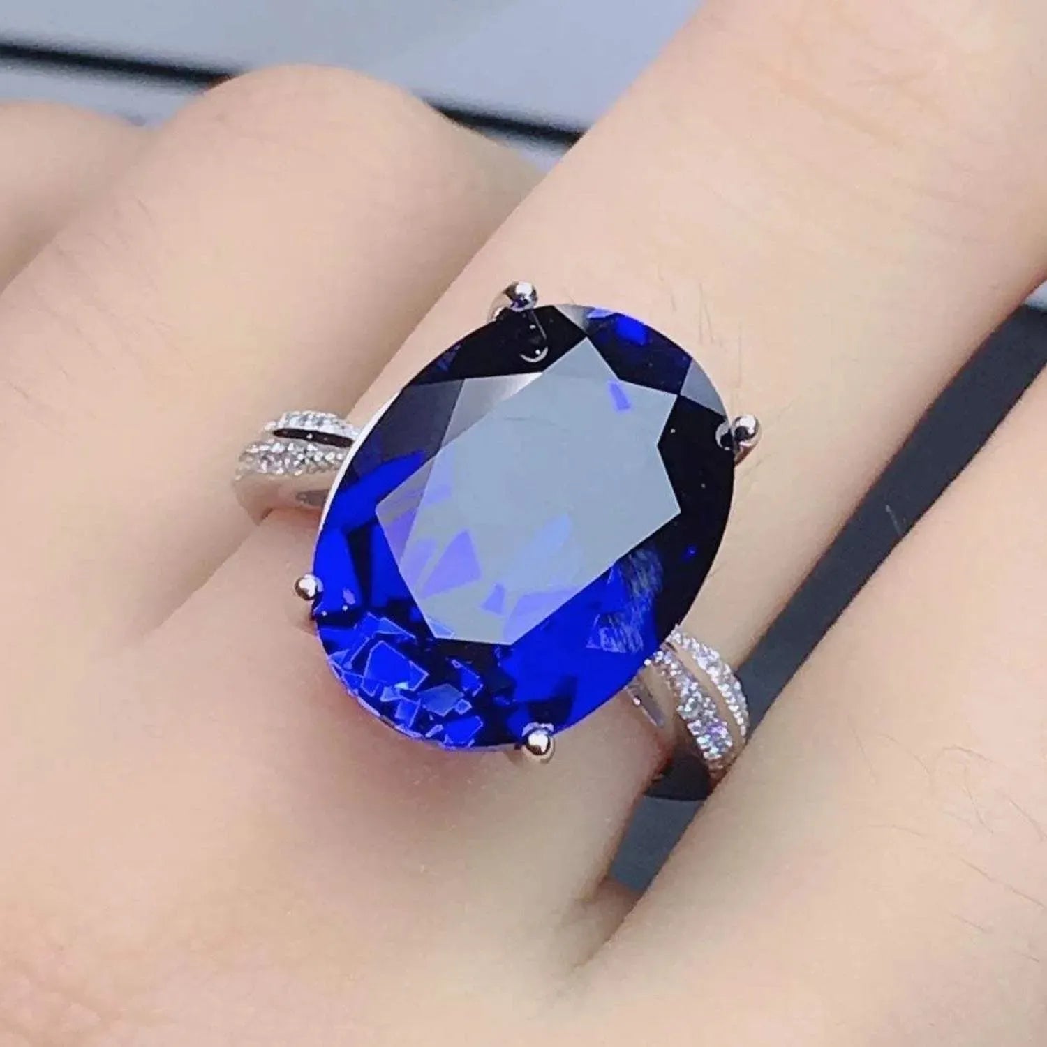 Platinum-Plated Artificial Gemstone Ring Silver One Size Rings - Tophatter Daily Deals