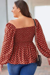 Plus Size Square Neck Balloon Sleeve Peplum Blouse Blouses - Tophatter Daily Deals