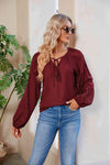 Tie Neck Balloon Sleeve Blouse Blouses - Tophatter Daily Deals