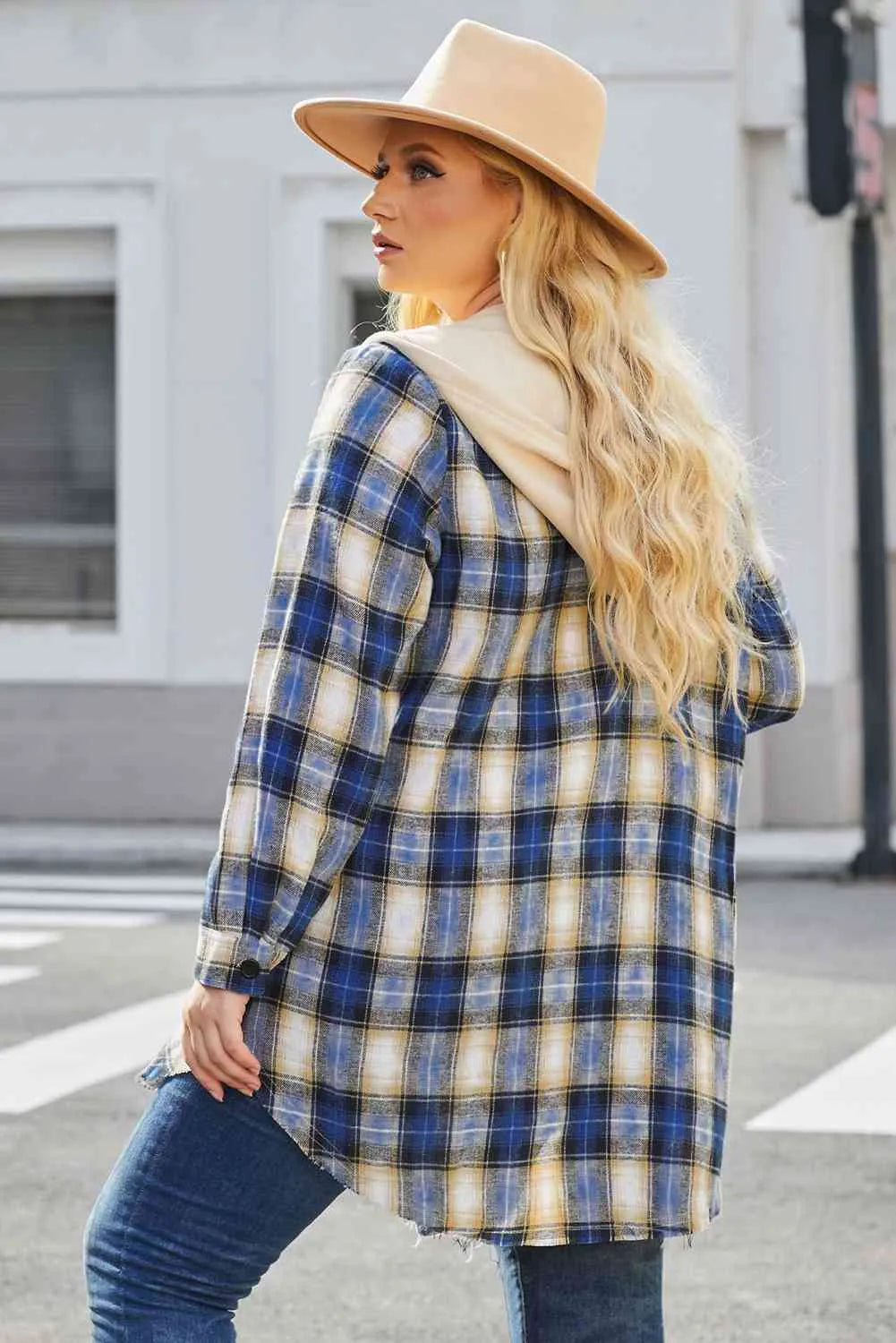 Plus Size Plaid Curved Hem Button Front Shirt Blouses - Tophatter Daily Deals