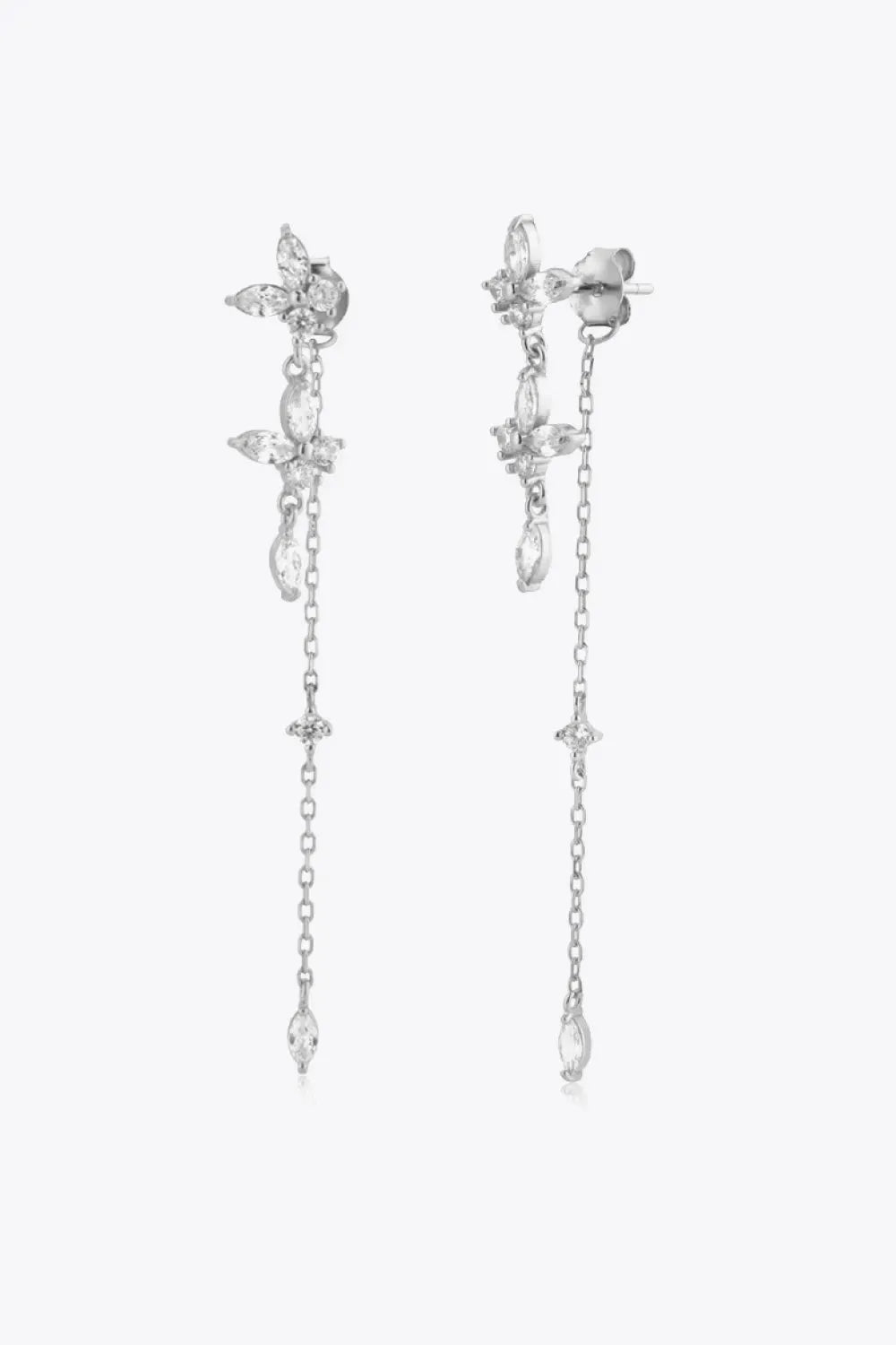 Inlaid Zircon 925 Sterling Silver Earrings Silver White One Size Earrings - Tophatter Daily Deals