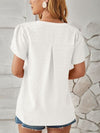 Swiss Dot Notched Petal Sleeve T-Shirt Women's T-Shirts - Tophatter Daily Deals