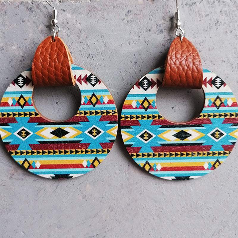 Round Shape Wooden Dangle Earrings Style A One Size Earrings - Tophatter Daily Deals