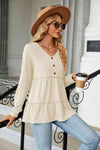 Long Sleeve V-Neck Cable-Knit Blouse Blouses - Tophatter Daily Deals