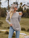 Ribbed Round Neck Long Sleeve Tee Women's T-Shirts - Tophatter Daily Deals