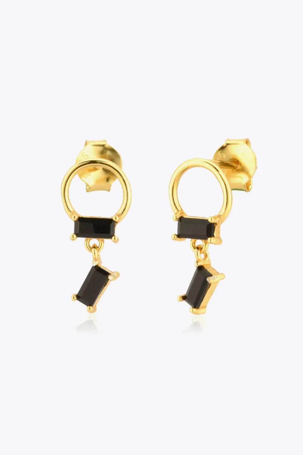 Zircon 925 Sterling Silver Drop Earrings Gold Black One Size Earrings - Tophatter Daily Deals