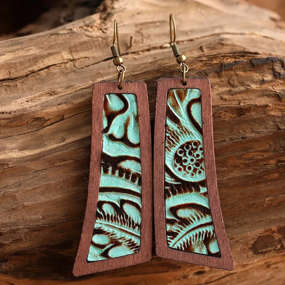 Geometrical Shape Wooden Dangle Earrings Style D One Size Earrings - Tophatter Daily Deals