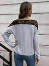 Lace Long Sleeve Round Neck Tee Women's T-Shirts - Tophatter Daily Deals