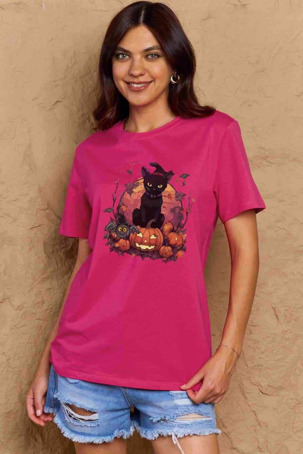 Simply Love Full Size Halloween Theme Graphic T-Shirt Women's T-Shirts - Tophatter Daily Deals