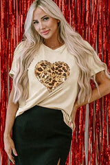 Heart Leopard Sequin Short Sleeve T-Shirt Women's T-Shirts - Tophatter Daily Deals