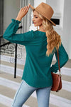 Round Neck Flounce Sleeve Blouse Blouses - Tophatter Daily Deals