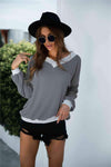 Off-Shoulder Waffle-Knit Dropped Shoulder Blouse Blouses - Tophatter Daily Deals