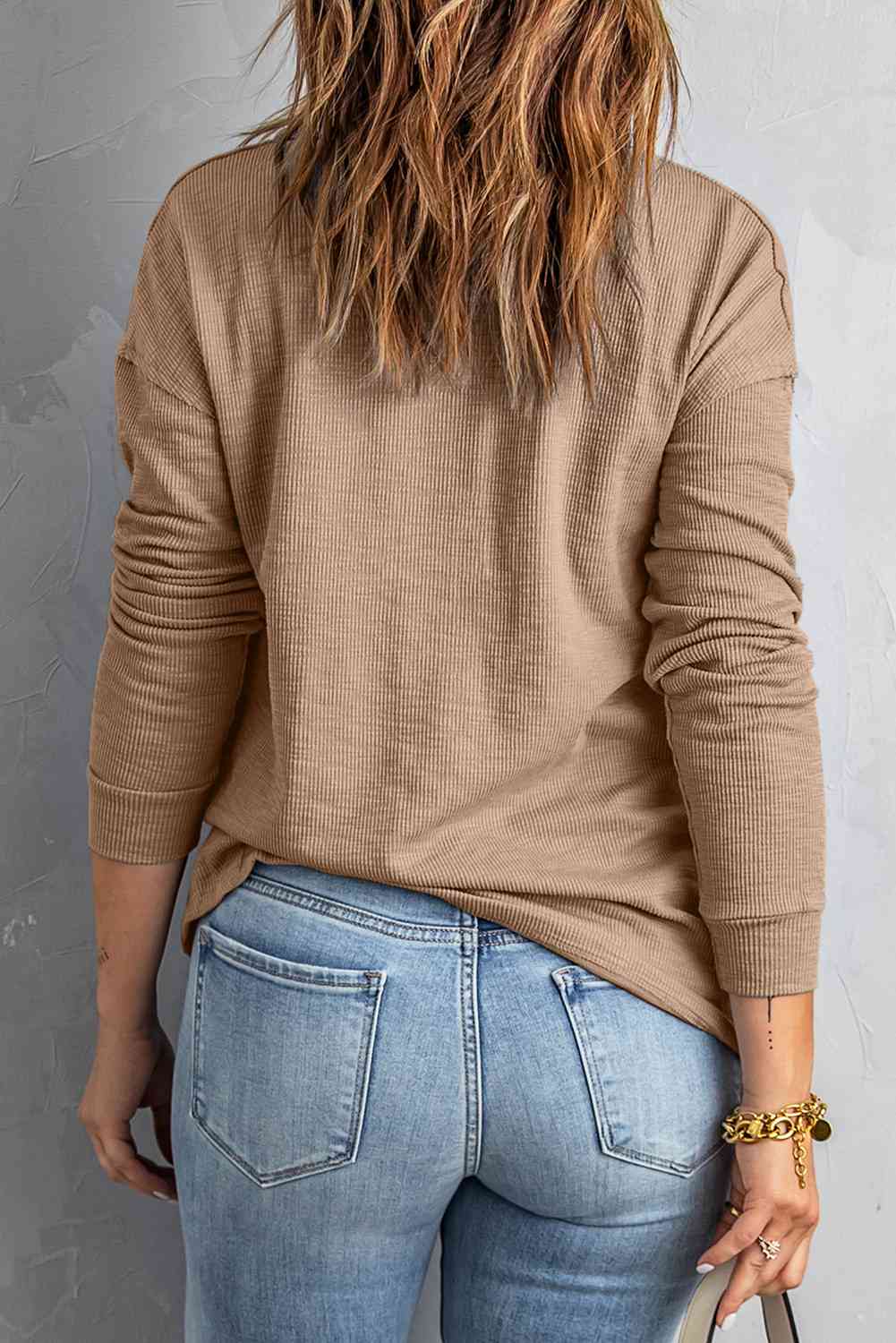 Half Button Collared Knit Top - Tophatter Deals