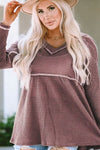 V-Neck Dropped Shoulder Long Sleeve T-Shirt Women's T-Shirts - Tophatter Daily Deals