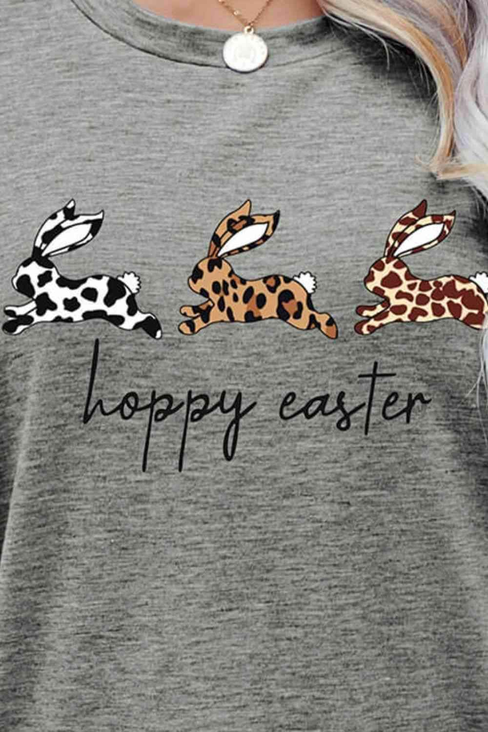 HOPPY EASTER Bunny Graphic Tee Shirt Women's T-Shirts - Tophatter Daily Deals