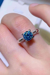 1 Carat Moissanite 4-Prong Ring Sky Blue Moissanite - Tophatter Daily Deals