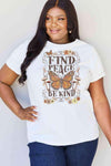 Simply Love Full Size FIND PEACE BE KIND Graphic Cotton T-Shirt Bleach Women's T-Shirts - Tophatter Daily Deals