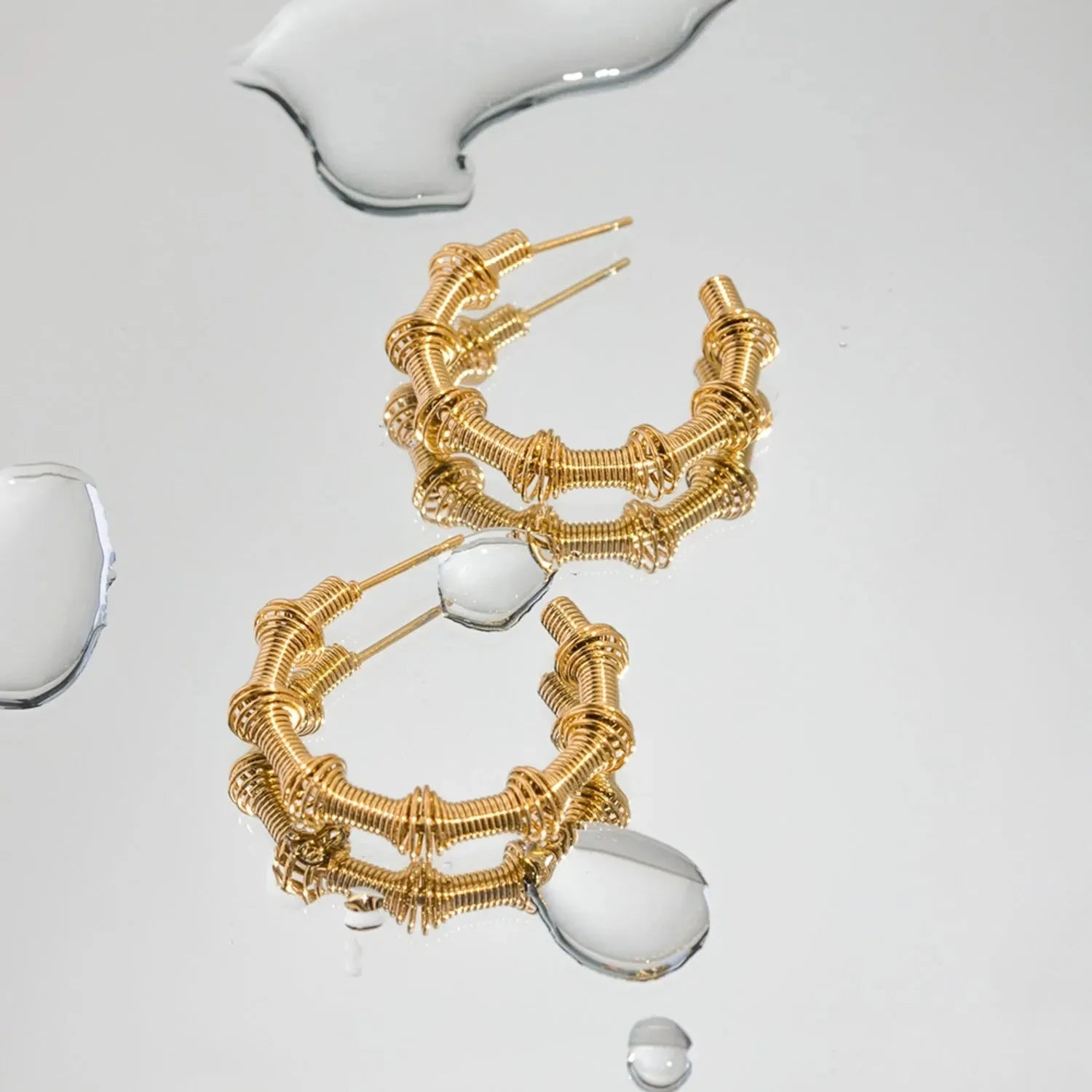 18K Gold-Plated Stainless Steel C-Hoop Earrings Gold One Size Earrings - Tophatter Daily Deals