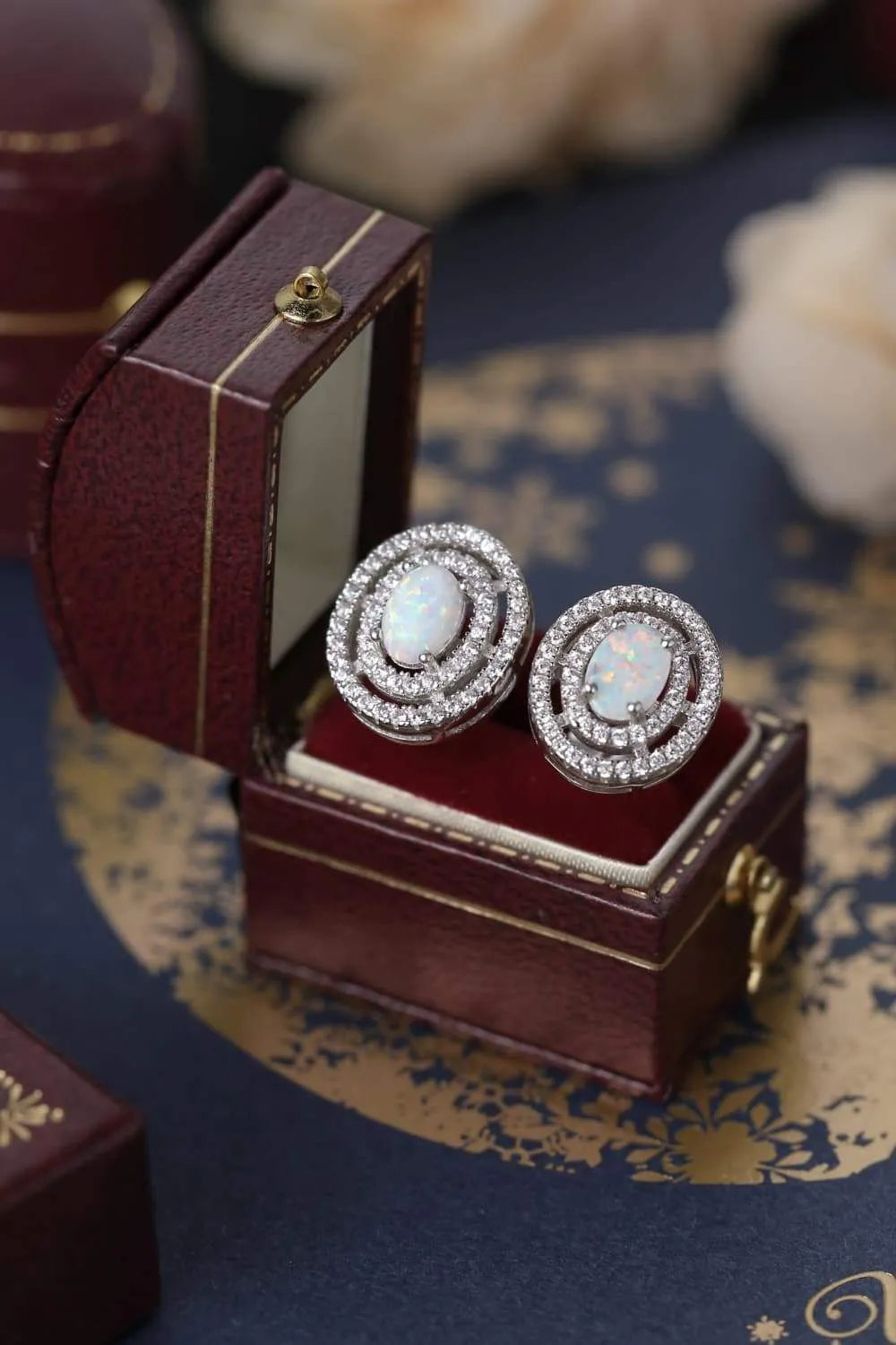 925 Sterling Silver Opal Round Stud Earrings Opal - Tophatter Daily Deals