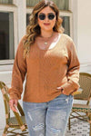 Plus Size Ribbed Scoop Neck Long Sleeve T-Shirt Women's T-Shirts - Tophatter Daily Deals