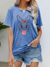 Easter Bunny Graphic Round Neck T-Shirt Cobalt Blue Women's T-Shirts - Tophatter Daily Deals