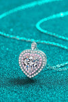 925 Sterling Silver 1 Carat Moissanite Heart Pendant Necklace Moissanite - Tophatter Daily Deals