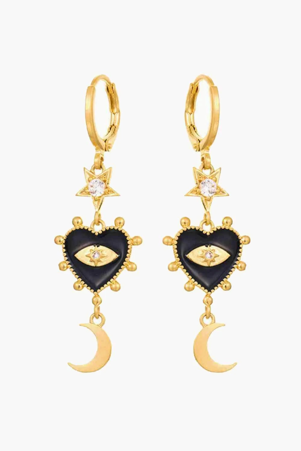 Evil Eye Drop Earrings Gold Black One Size Earrings - Tophatter Daily Deals