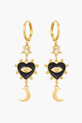 Evil Eye Drop Earrings Gold Black One Size Earrings - Tophatter Daily Deals
