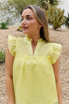 And The Why Full Size Ruffle Sleeve Grid Babydoll Top Blouses - Tophatter Daily Deals