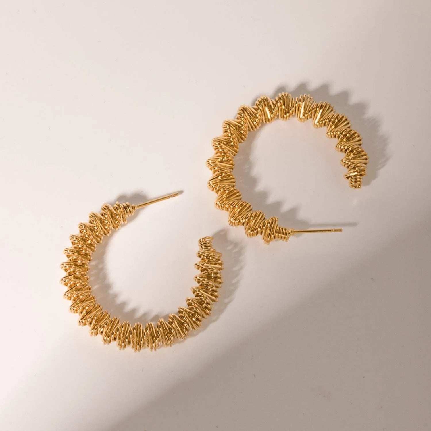 18K Gold-Plated Stainless Steel C-Hoop Earrings Earrings - Tophatter Daily Deals