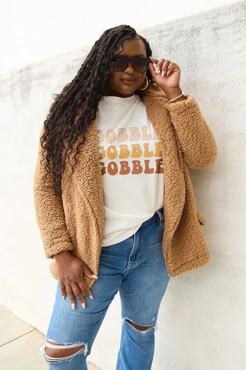 Simply Love Full Size GOBBLE Short Sleeve T-Shirt Women's T-Shirts - Tophatter Daily Deals