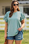 Plus Size Butterfly Sleeve Round Neck Top Blouses - Tophatter Daily Deals